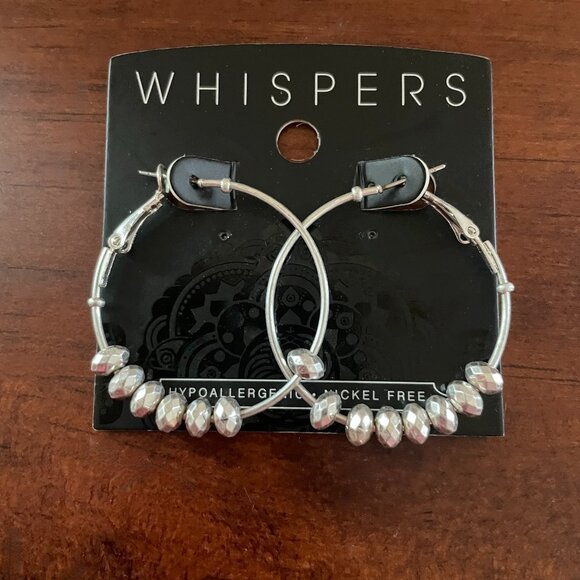 Bundle 3 for $12. Whispers Silver Tone Hoop Earrings - Picture 1 of 3